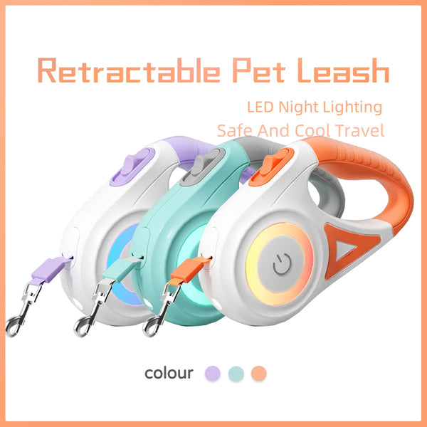 LED Hundeleine LumiLeash FlexiLight | Ausziehbare Leine mit Beleuchtung | 3 m & 5 m Länge | Für Hunde & Katzen bis 35 kg