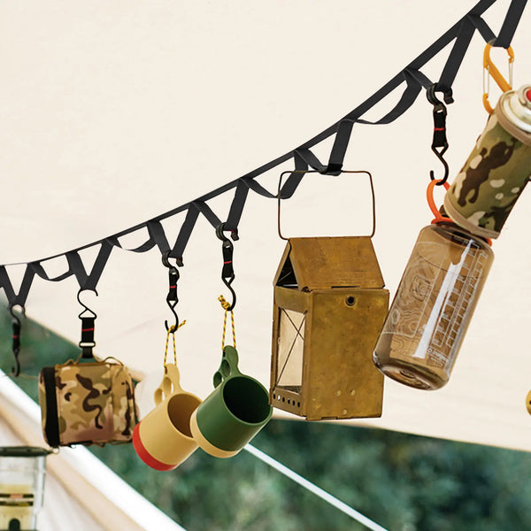Camping-Aufhängung TrailHanger Pro | 1,8 m / 5 m Camp Organizer | Robustes Gurtband | Für Zelt & Outdoor-Ausrüstung