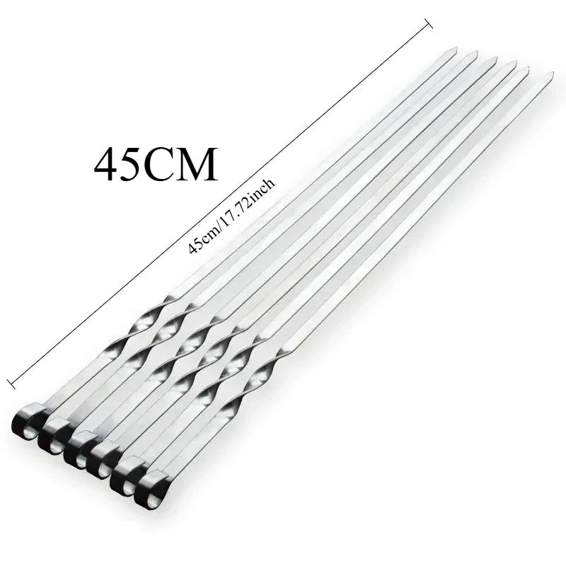GrillSpear Grillspieße 55 cm | Set aus 6 | Edelstahl mit Buchenholzgriff | Extra Lang & Hitzebeständig