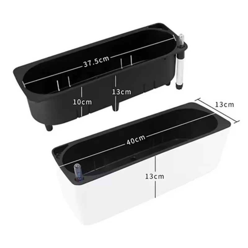 AquaFloraBox Selbstbewässernder Blumenkasten | Rechteckiger Pflanzkübel mit Wasserstandsanzeige | Für Balkon, Garten & Büro