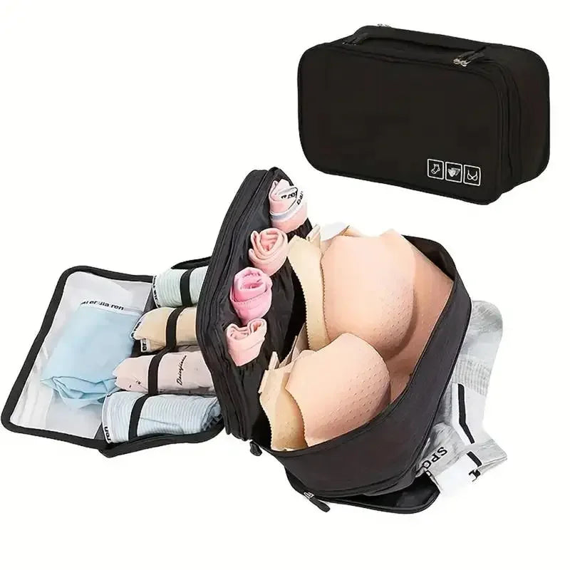 Packinna Faltbare Unterwäsche-Reisetasche aus wasserabweisendem Stoff | BH- & Slip-Organizer für Reisen | Gepäck-Organizer für Damen & Herren | Wäschetasche mit Fächern
