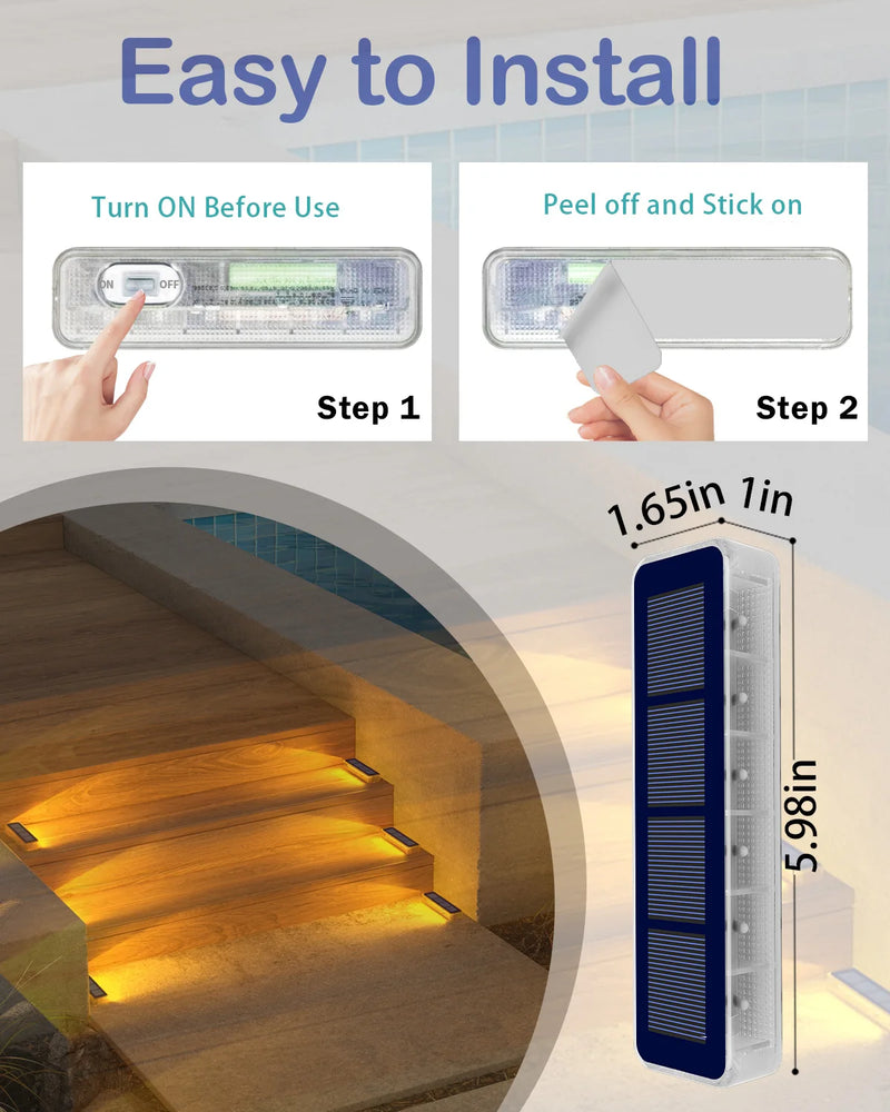 Terralux StepLine Solar Bodenlichter 6er-Set | Warmweiß | IP68 Wasserdicht | LED-Stufen- & Wegbeleuchtung | Für Außenbereiche