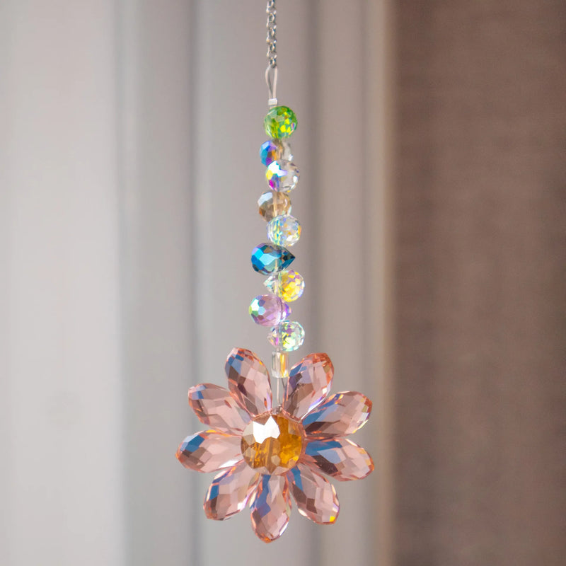 Kristall-Suncatcher LumiMargarita | K9-Daisy-Regenbogenfänger | Fenster- & Gartendeko | 32 cm | Geschenkidee für Zuhause