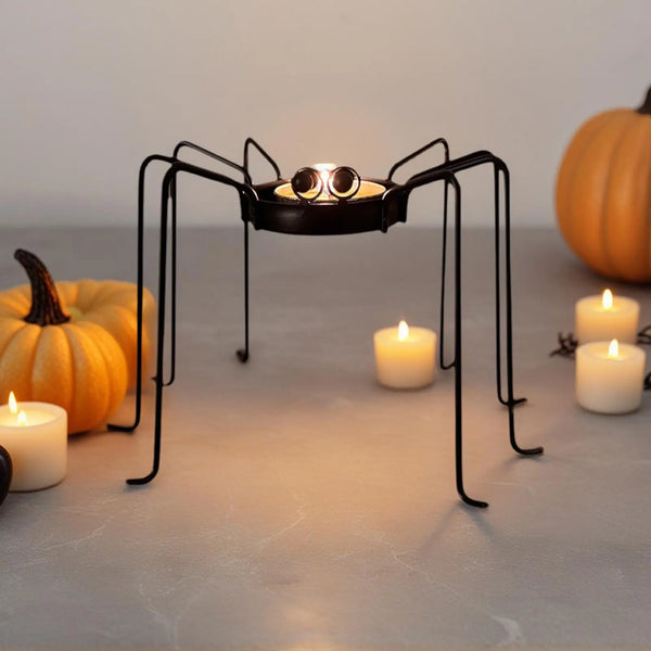 Arachnis | Halloween Spinnen-Kerzenhalter | Teelicht-Halter | 14×11 cm | Eisen