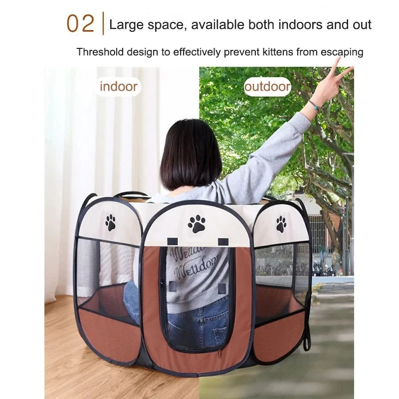 Pawvia Faltbares Katzenzelt | Tragbares Outdoor-Gehege für Katzen & kleine Hunde | Atmungsaktiv & Waschbar | 72×72×45 cm