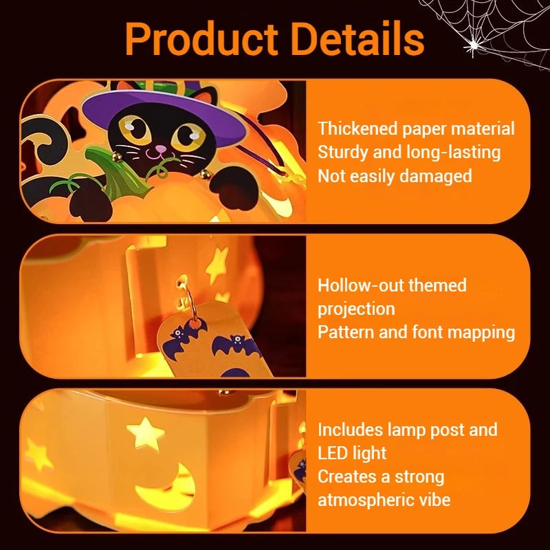 Halloween Laterne PumpkinGlow | DIY Kürbis-Laterne | Kinderfreundlich & Wiederverwendbar | 5,6 × 12,6 cm