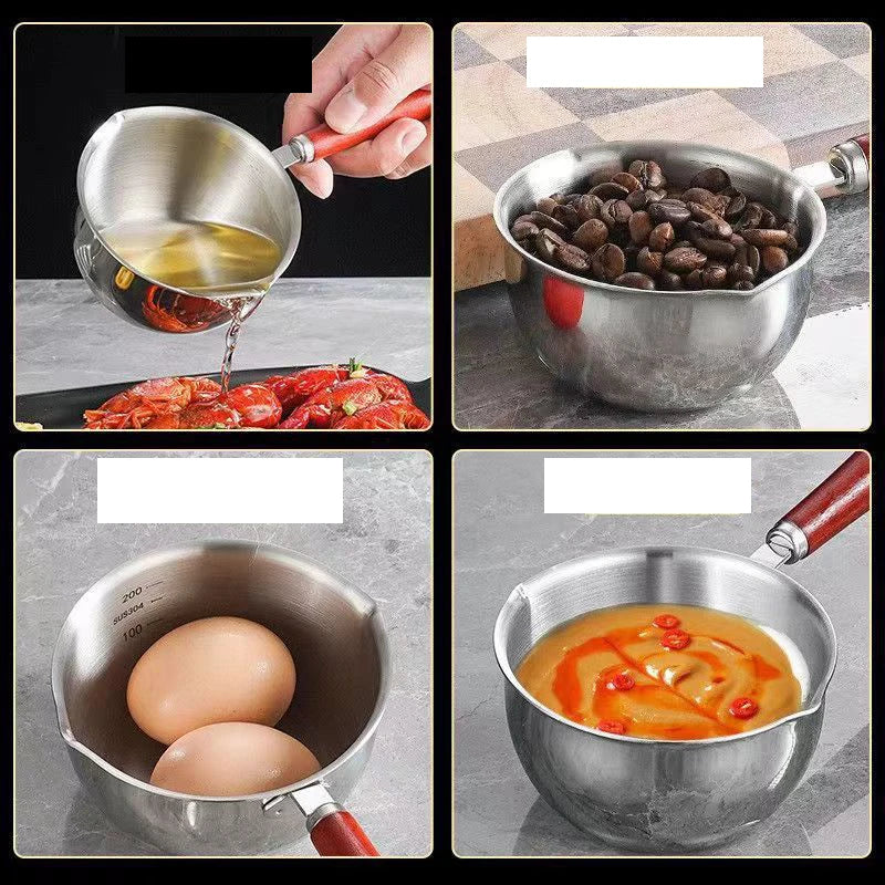 CULINARA Edelstahl-Kochtopf | Flacher Boden | Für Saucen, Milch & kleine Portionen
