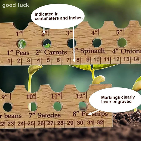 Sowplan NaturLineal Pflanzlineal aus Holz | 33×4,9 cm | Saatabstand-Hilfe mit cm/inch-Skala | Für präzises Gärtnern & gleichmäßige Aussaat
