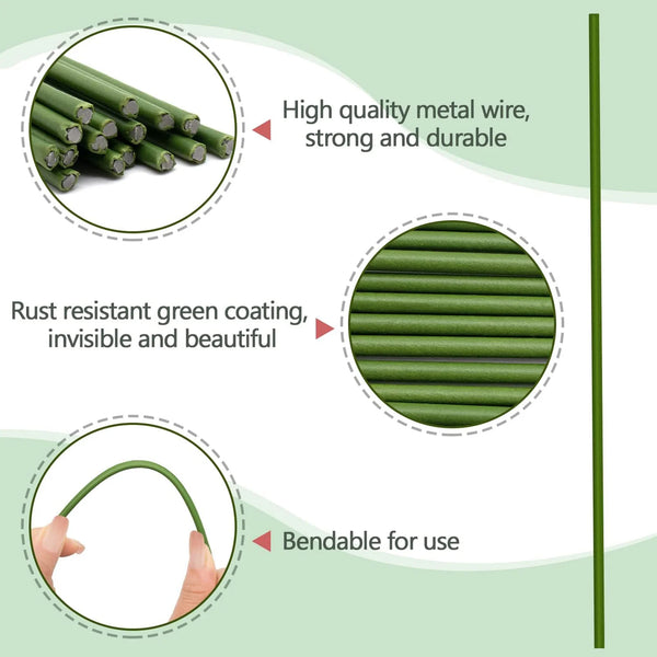 GrowStick Flex | 20/40/60er-Set Pflanzenstützen mit Bindern | 40 cm Metallrankenhalter | Rostfrei & flexibel formbar