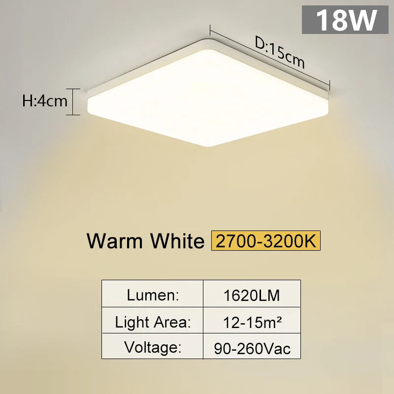 LumiSquare LED Deckenleuchte | Ultra-Flach & Modern | 18W/24W/36W/48W | Warm-, Neutral- & Kaltweiß
