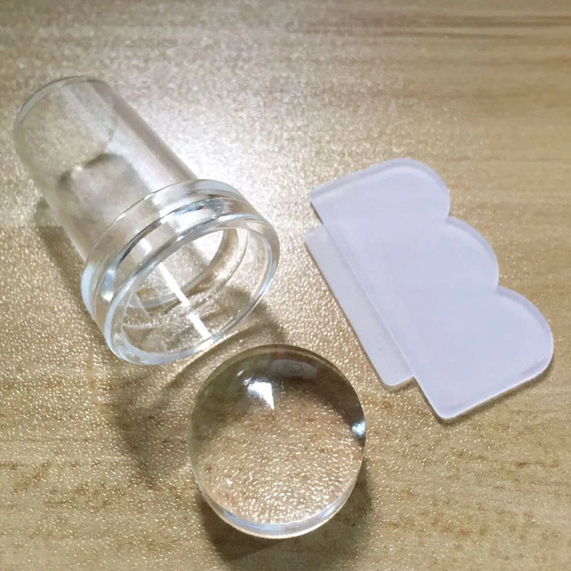 Nagelstempel-Set ClearStamp Duo | Transparenter Silikon-Stempel & Scraper | Für French Designs & Nail Art | 2,3 cm Durchmesser