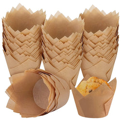 BakeLina Tulpenförmige Muffin- & Cupcake-Förmchen | 200 Stück | Backpapier in Premiumqualität | Hitzebeständig & Lebensmittelecht
