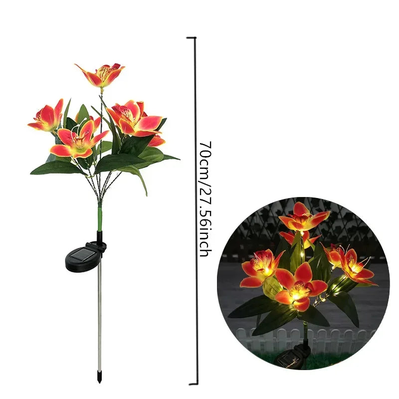 Florysol OrchidLight Solar Orchideen-Gartenleuchte | LED-Landschaftslicht | Wasserdicht & Dekorativ | Für Garten, Weg & Balkon