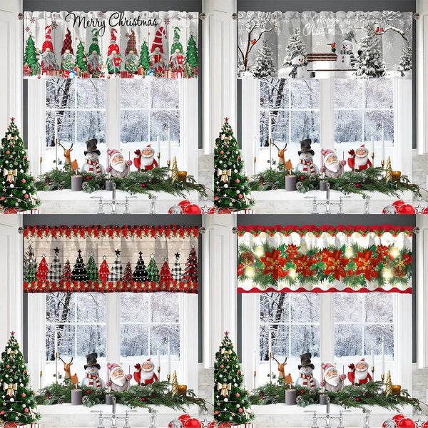 Weihnachts-Kurzgardinen NoëlHome | Festliche Fensterdeko | 100 % Polyester | Für Küche & Bad | 2025 Weihnachtskollektion