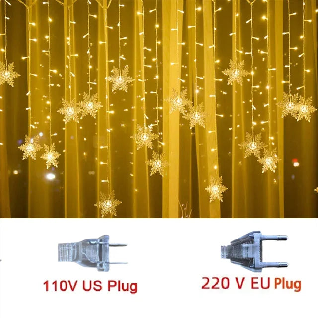 LED Schneeflocken Lichterkette SnowGleam | 3,2 m Vorhangbeleuchtung | 8 Modi | Wasserdicht IP44 | Weihnachts- & Partydeko