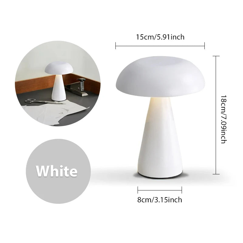 LumoShroom Tischlampe | Retro Pilz-Design | LED & Dimmbar | Wiederaufladbar