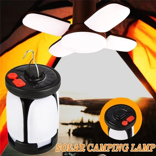 LUMALITE Solar Campinglampe | USB & Solar Aufladung | 6 Lichtmodi | Faltbar & Powerbank – 1000 Lumen