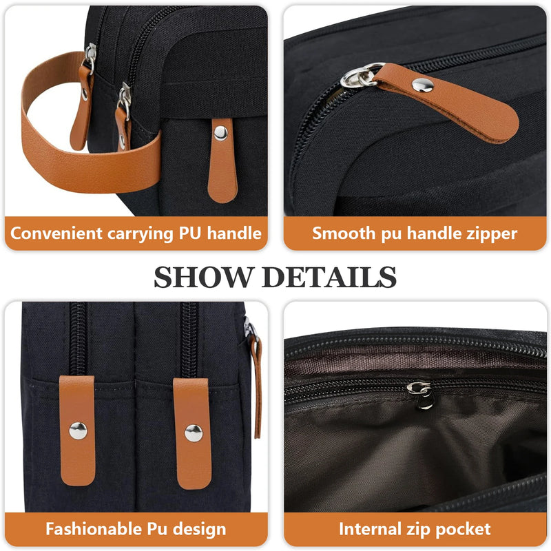 Travenco Kulturtasche zum Aufhängen für Herren | Wasserabweisend & Geräumig | Canvas-Reisetasche mit vielen Fächern