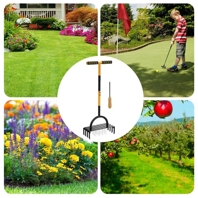 Verdex AirCore Pro 2-in-1 Hand-Rasenlüfter aus Stahl | Mit 16 Spikes & 8 Erdkernen | Für Garten, Rasen & Bodenpflege