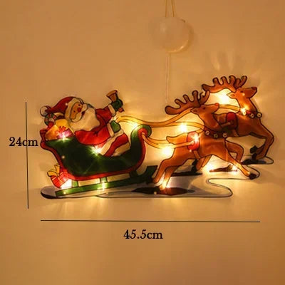 LumiFest LED Weihnachtsdeko | Schneemann & Weihnachtsmann | Leuchtende Fensterdekoration | Warmweißes Licht