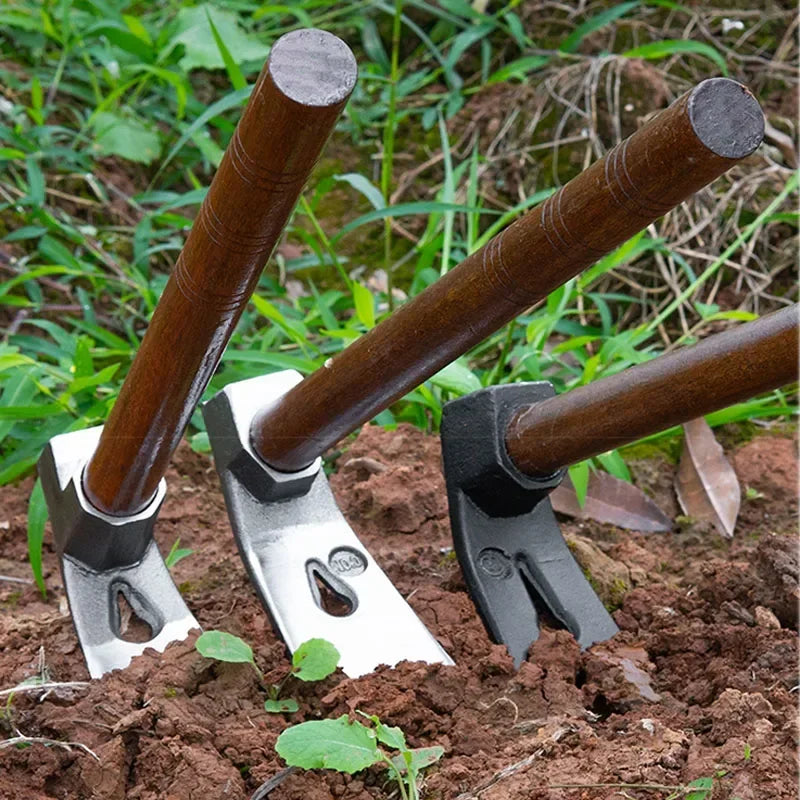Rootnix Handhacke für Gartenarbeit | Schmiedeeisen & Aokaholz | Unkrautjäten, Graben & Nagelziehen | 30 cm