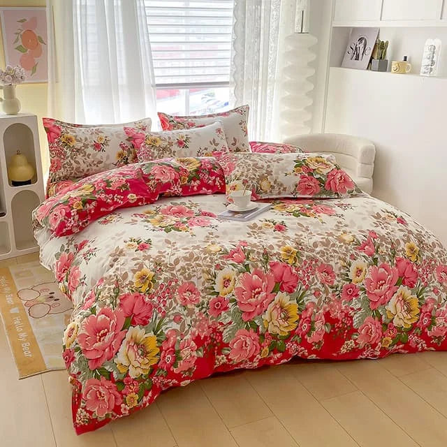 Bettwäsche-Set Floralis | 3-teilig | Mikrofaser | Blumendruck & Wende-Design