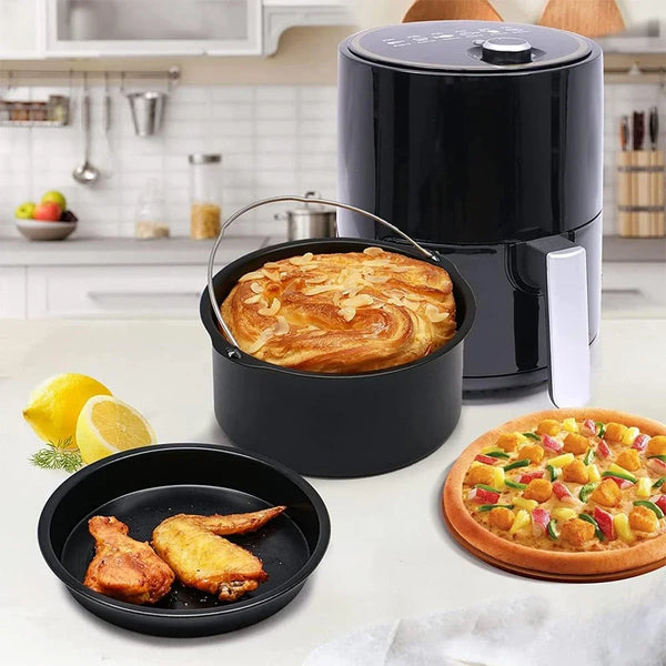 Bakevia Runde Backform 6/7/8 Zoll mit Griffen | Antihaft-Backform für Kuchen, Pizza & Airfryer | Stahl-Backform mit Beschichtung | Ofen- & spülmaschinengeeignet