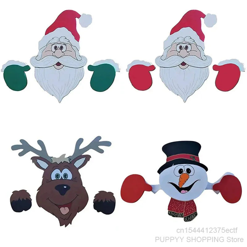 Weihnachtszaun-Dekoration MerryFence | Weihnachtsmann, Rentier & Schneemann | Bunte Kunststoff-Deko | Für Garten, Balkon & Zuhause