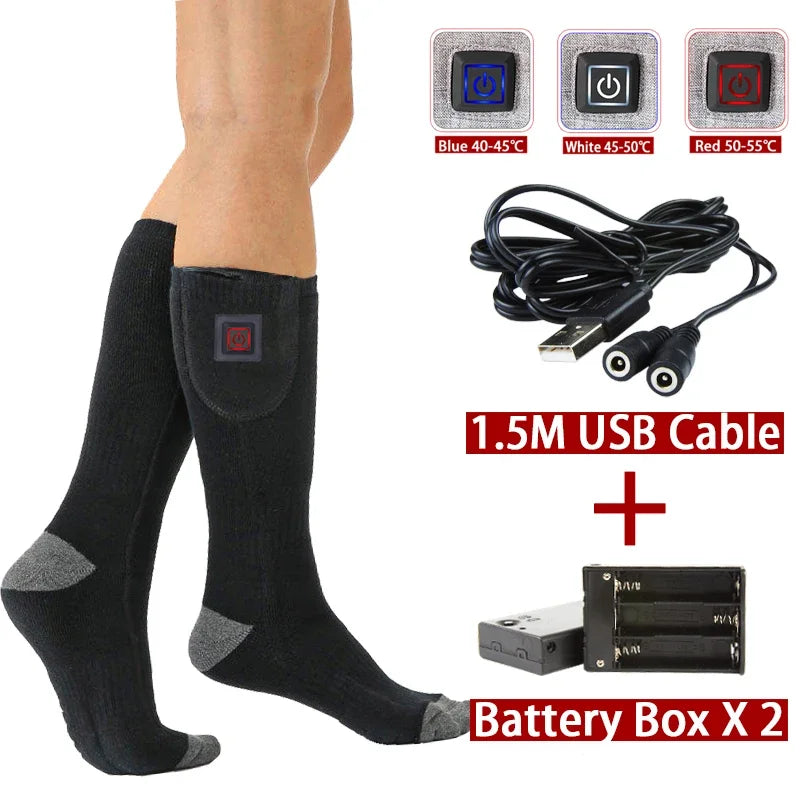 Elektrisch Beheizte Socken | USB Wärmesocken für Damen & Herren | 3 Heizstufen | Ideal für Skifahren, Radfahren & Outdoor | ThermaStep