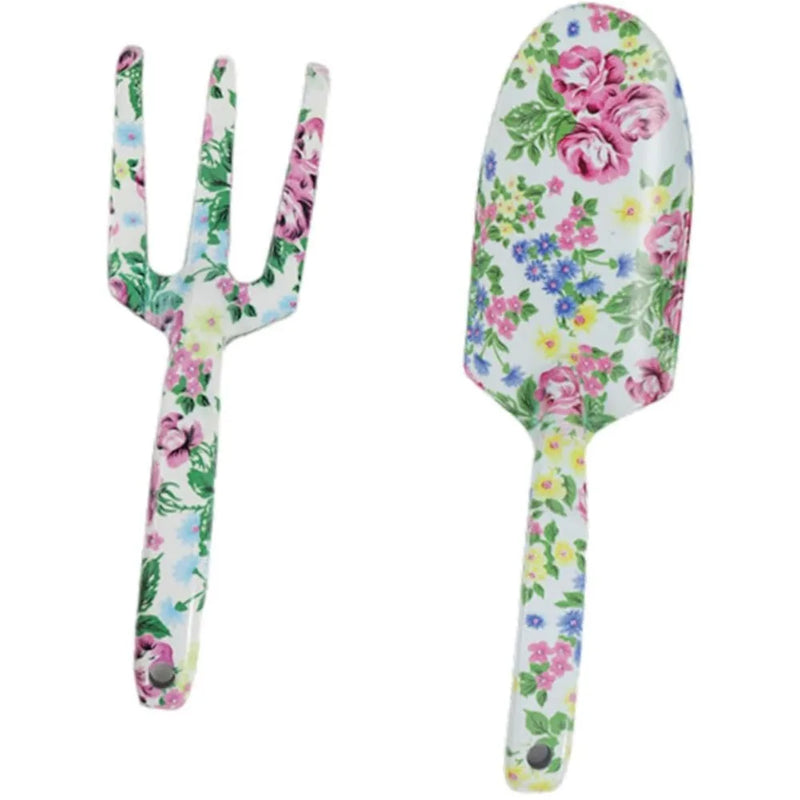 Florivita GardenSet Gartenwerkzeug-Set aus Edelstahl | 2-teilig: Handschaufel & Blumengabel | 26–29,5 cm | Floraldesign in 6 Farben
