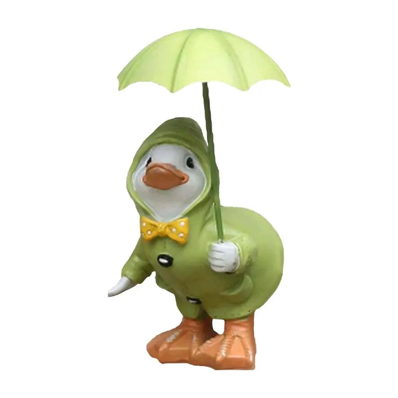 Gartenfiguren Enten 2er Set | Handbemalt | Wetterfestes Harz | 12x6 cm