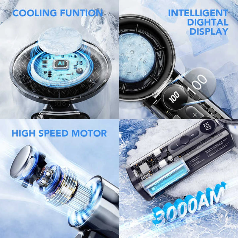 Cooliva IceFlow Mini Handventilator mit Halbleiter-Kühltechnologie | 3000 mAh Akku | Tragbar & Wiederaufladbar | Ultra-Leise & Leistungsstark