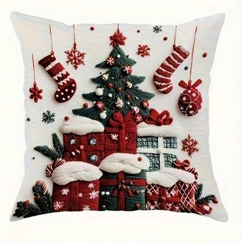 Frohnest | Weihnachts-Kissenbezug | Santa · Schneemann · Tannenbaum · Kugeln | Verschiedene Größen | Festliche Sofadeko