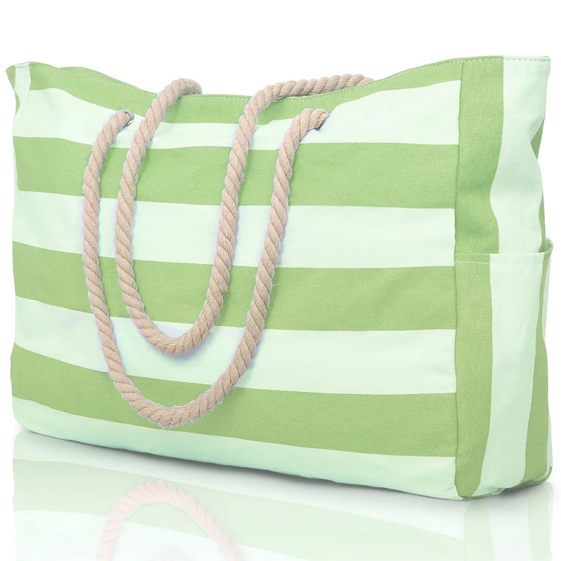 Marivalis Gestreifte Strandtasche mit Reißverschluss | Faltbar & Wasserdicht | Sandresistentes Canvas | Für Reise & Urlaub