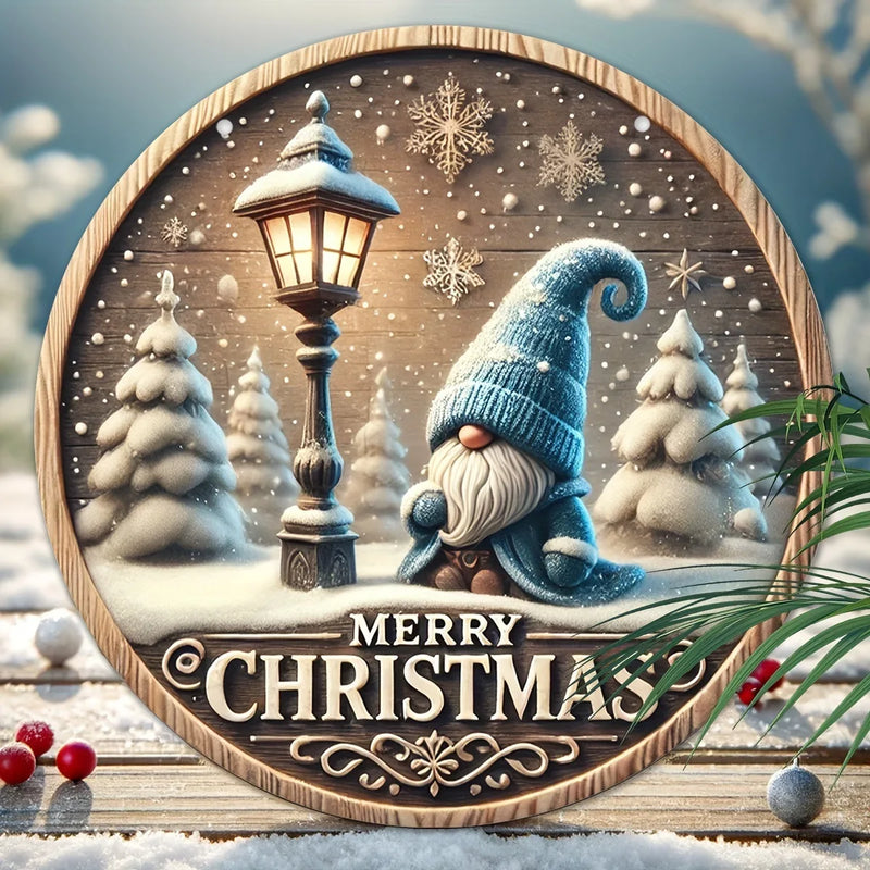 NordicJoy | Runder Holz-Weihnachtsschriftzug | „Merry Christmas“ | Klassische Tür- & Wanddeko