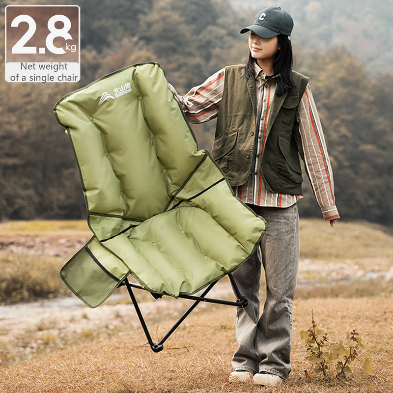 LunaRelax Faltbarer Camping-Mondstuhl Hochlehner Tragbar | Verstellbarer Outdoor-Lehnstuhl für Wandern, Angeln & Picknick