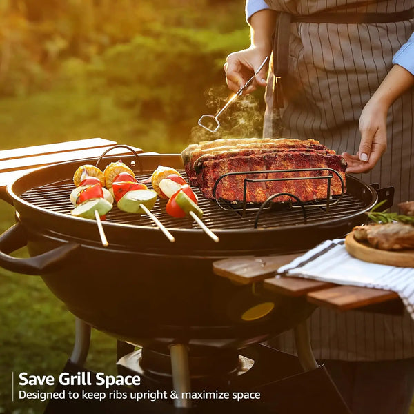 Rippchenhalter GrillMeister Pro | Für 4 Racks | Antihaftbeschichtet | Für Gasgrill & Ofen
