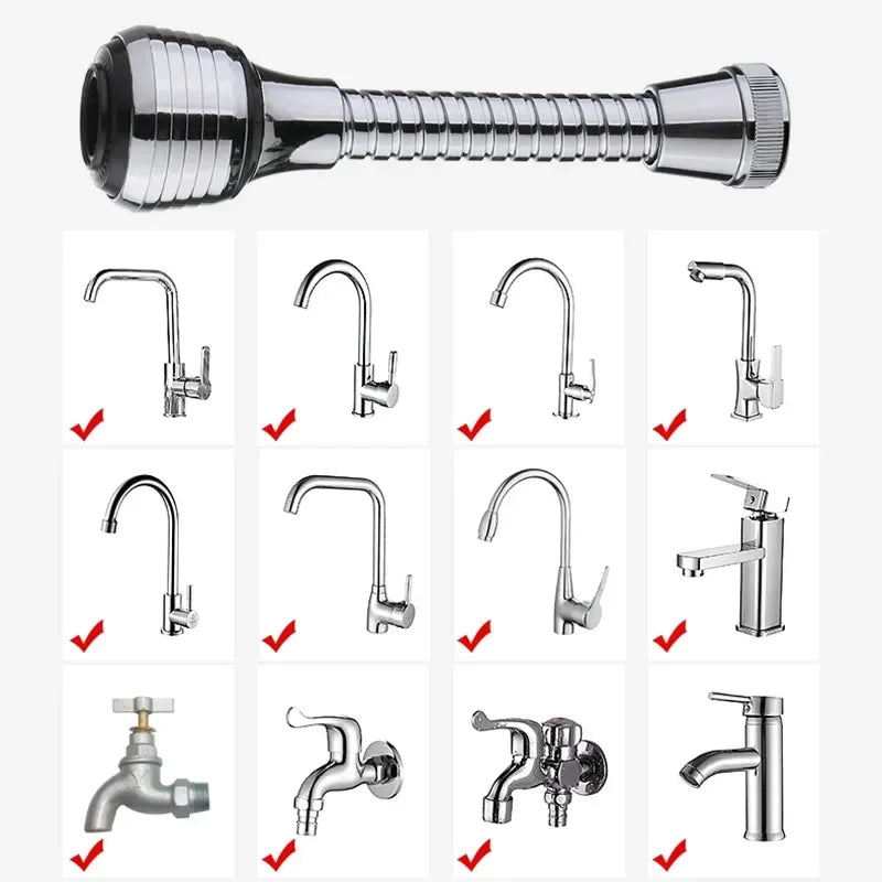 Wasserhahnverlängerung Aquavero FlexFlow | 360° drehbarer Aufsatz mit 2 Strahlarten | Wassersparender Perlator für Küche & Bad | Aus ABS-Kunststoff