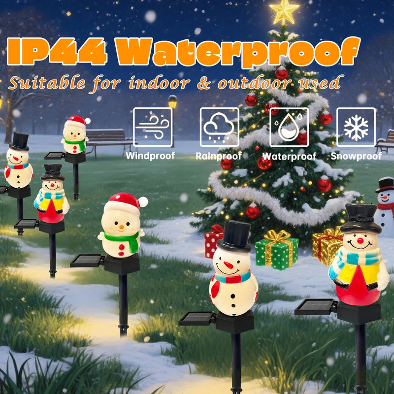 FrostyGlow Solar Schneemann Lampe | LED Gartenleuchte | Wasserdicht & Energiesparend | Weihnachtsdeko für Außenbereich