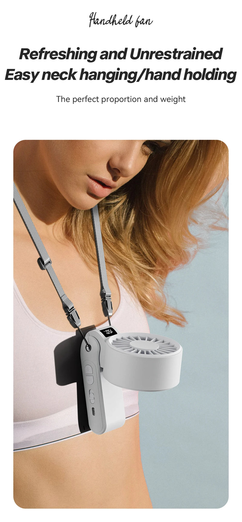 ZephyrAir Lärmfreier Klapp-Ventilator | USB-Wiederaufladbar 3000 mAh | Mini-Handventilator mit 3 Lichtfarben & Luftanzeige
