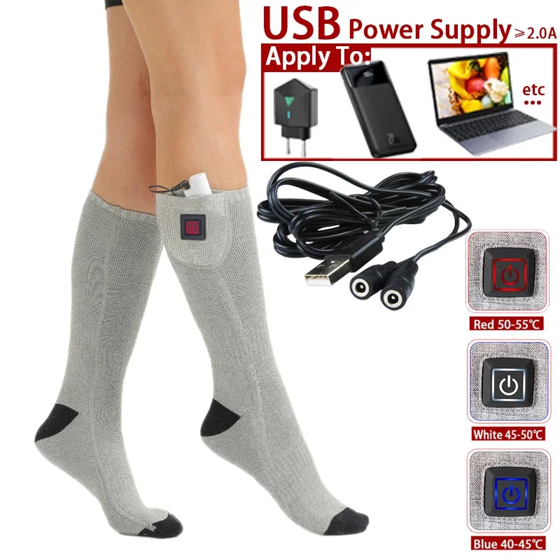 Elektrisch Beheizte Socken | USB Wärmesocken für Damen & Herren | 3 Heizstufen | Ideal für Skifahren, Radfahren & Outdoor | ThermaStep