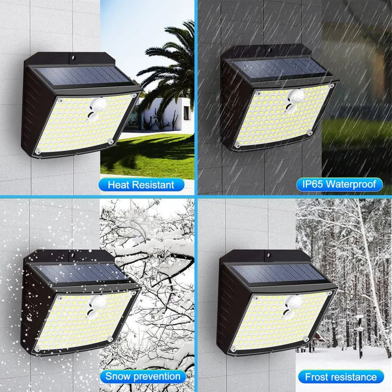 SoluraGuard Solar Wandleuchte 158 LEDs | Bewegungsmelder | IP65 Wasserdicht | 180° Abstrahlwinkel