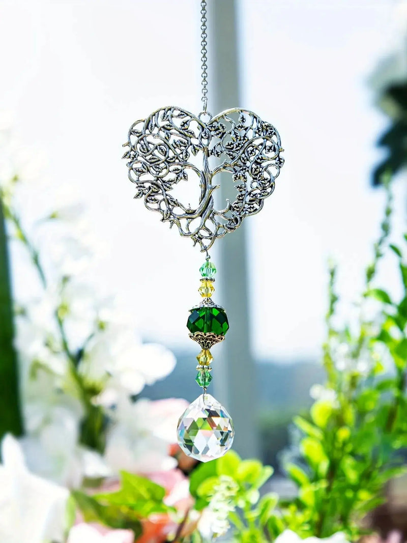 Solavie Lichtbaum Kristall-Suncatcher Lebensbaum | Fensterdeko mit Regenbogen-Effekt | Für Zuhause & Garten