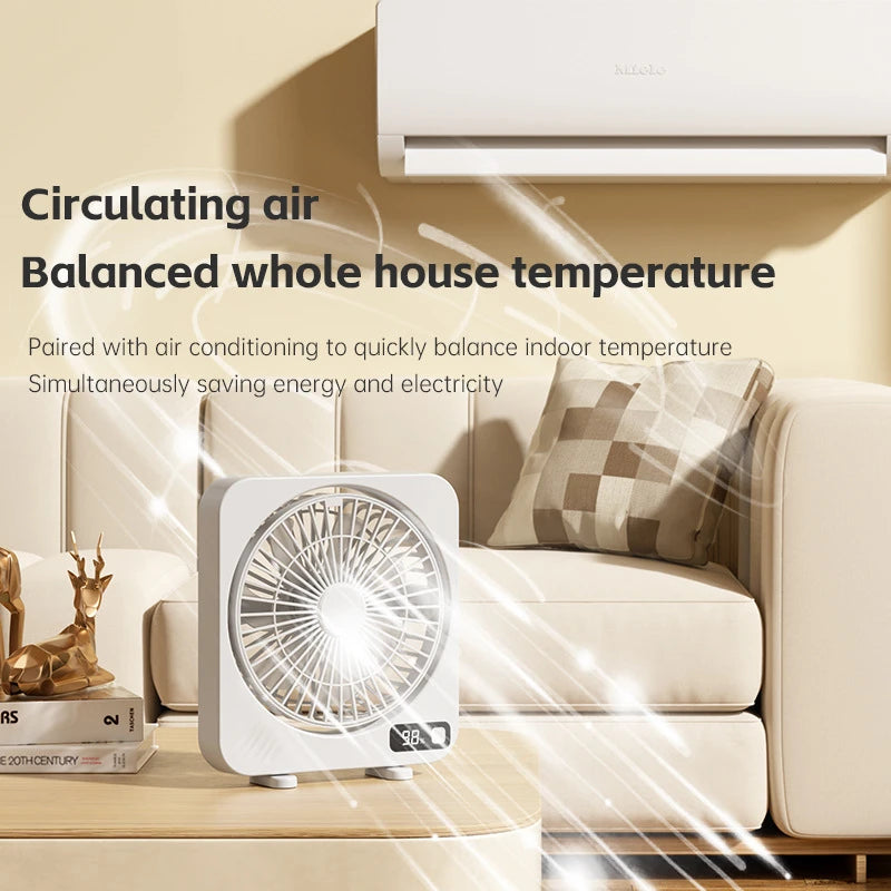 AeroLino USB-Tischventilator | 5-Stufen Digitalanzeige | Tragbar & Leise | Für Büro, Schule & Zuhause