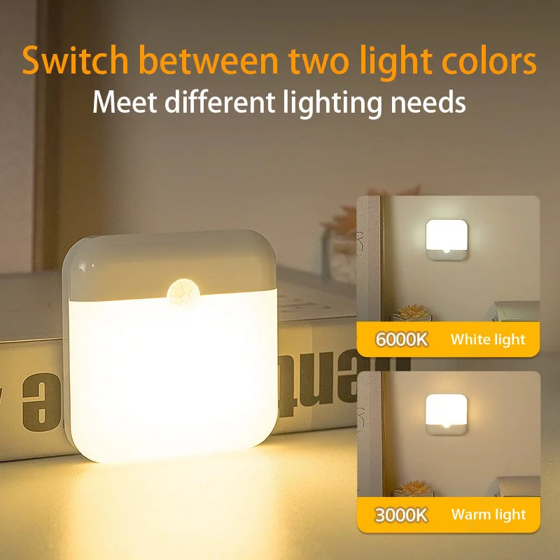 LED-Bewegungssensor-Lampe LumoSquare | USB-C Wiederaufladbar | Warm- & Kaltweiß | Magnetische Nachtlampe für Schlafzimmer, Küche & Flur