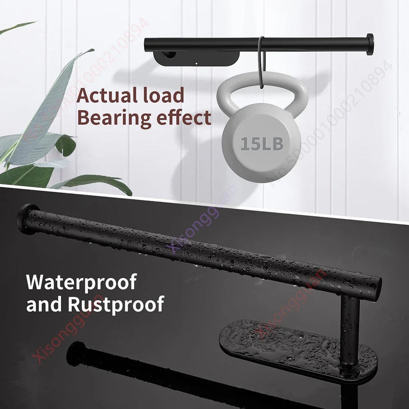 Metallo Papierhalter | Küchen- & Toilettenpapierhalter | Edelstahl Rostfrei | Ohne Bohren oder Schrauben | Silber/Schwarz/Gold