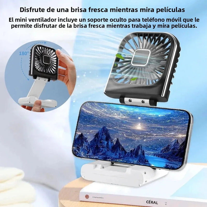 Luftigo Tragbarer USB-Ventilator | Digitalanzeige | Rückwärtslauf & Mehrfach-Windmodi | Kompakt & Wiederaufladbar