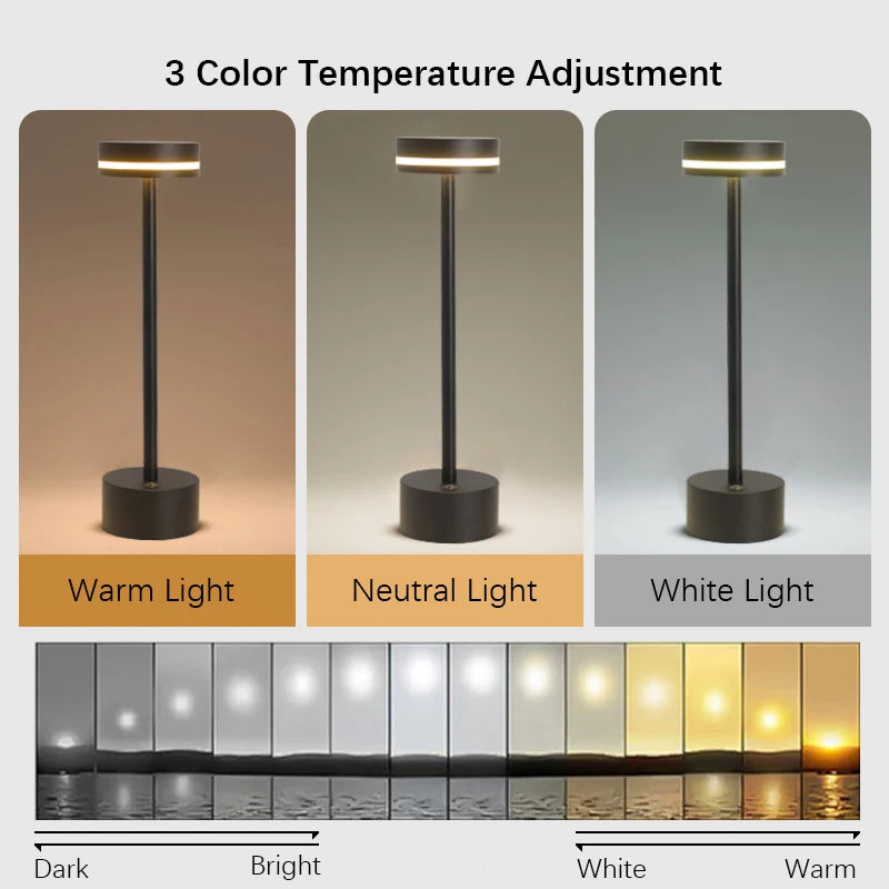 Luminariq LED Tischlampe mit Touch-Funktion | Dimmbar & Farbtemperatur einstellbar | Aluminium | USB-Ladung | Für Schlafzimmer, Büro & Camping