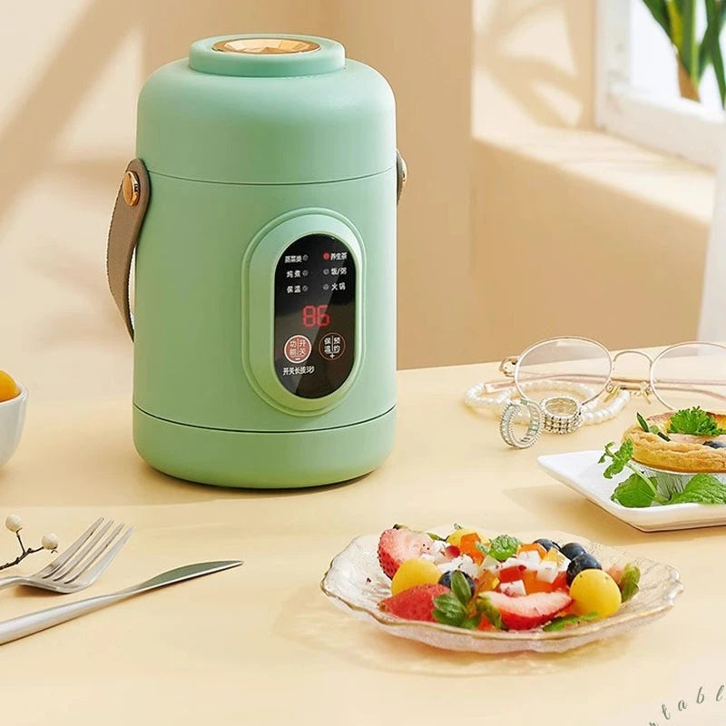 NutriCook One Elektrischer Mini-Kochtopf 1L | Tragbarer Schongarer & Suppenbereiter | Smart Timer-Funktion | Für Büro & Zuhause