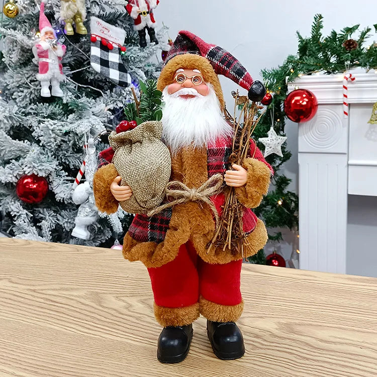 Weihnachtsfigur MerryClaus | Sitzender & Stehender Weihnachtsmann | 30 cm Dekofigur | Für Tisch, Kamin & Baumdekoration